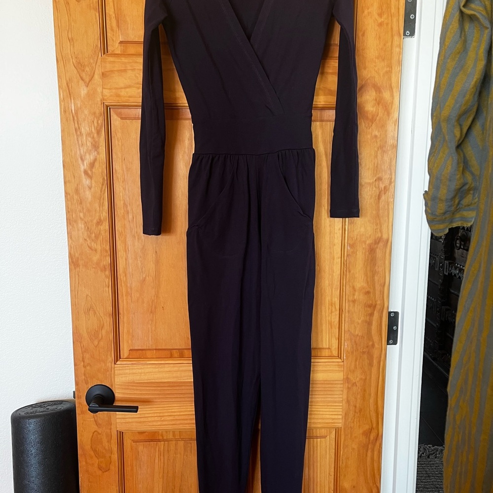 Ripple yoga wear Eggplant  Long Sleeve Jumpsuit XS + teal sleeveless jumpsuit
